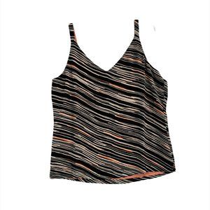 White House Black Market Top Women's Medium Sleeveless Blouse V Neck Stripe New
